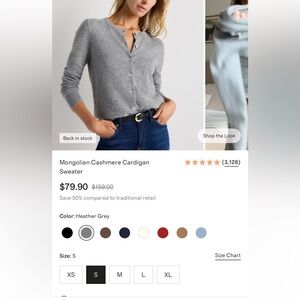 Quince Light Gray Cashmere Cardigan